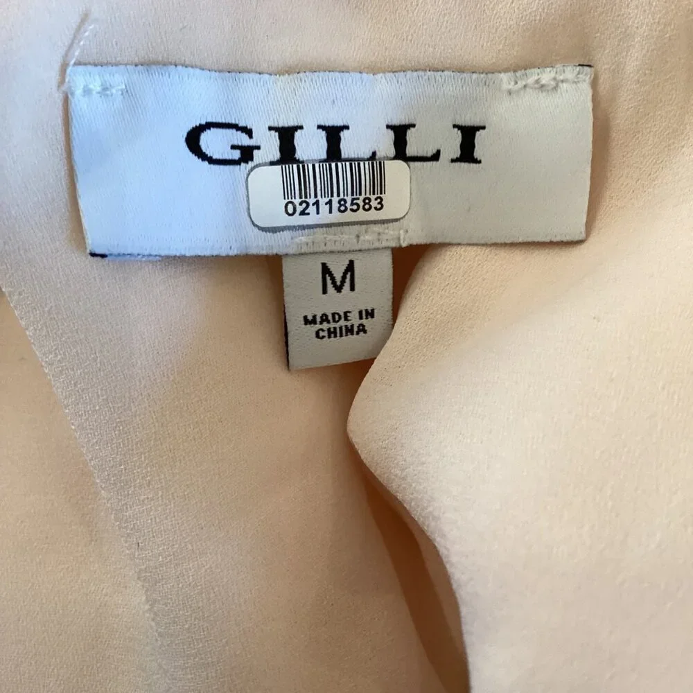 Gilli Women's Wrap Dress Medium Floral Ruffle Short Sleeve White/Beige - Picture 2 of 8